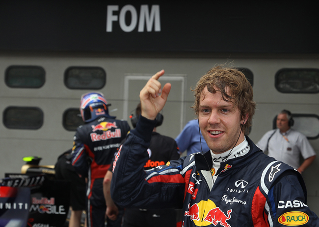 A Red Bull Renault német pilótája, a Malajziai Nagydíj időmérő edzése után.