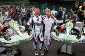 Michael Schumacher és Sebastian Vettel a kerpeni gokartpálya 50. évfordulójára rendezett versenyen