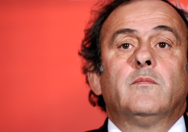 Michel Platini sajtótájékoztatón 2012-ben.
