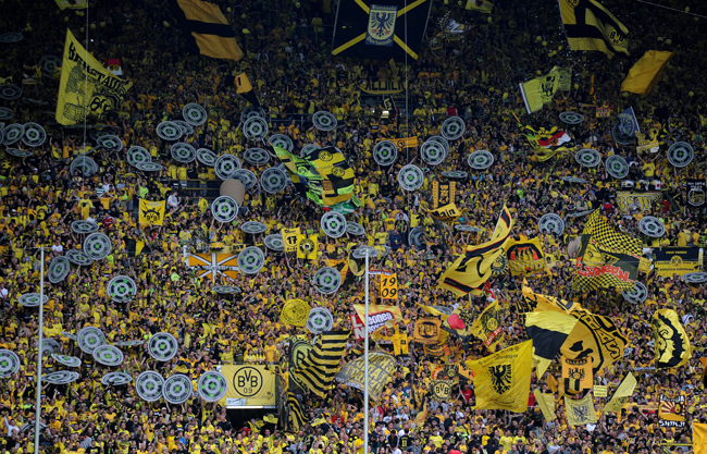 A Dortmund csapatának szurkolói 