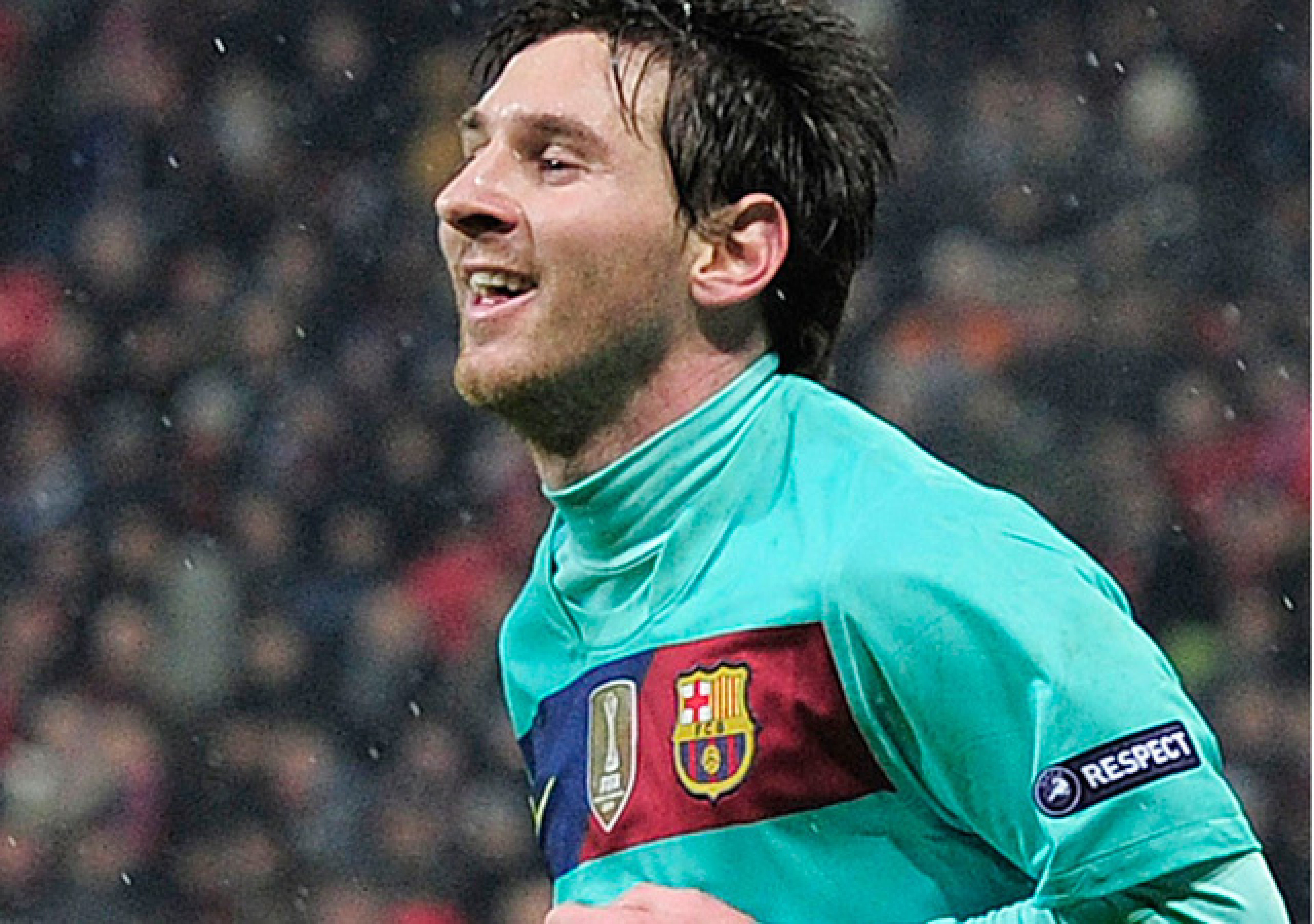 Lionel Messi örül egy góljának a Barcelona egyik mérkőzésén a Bajnokok Ligájában 2011-ben.