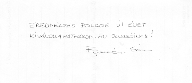 Egervári Séndor személyes üzenete a hatharom.com olvasóinak.