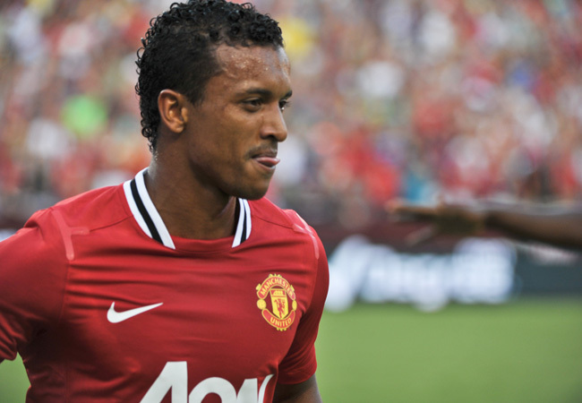 Nani nyelvöltéssel ünnepli egyik gólját a Manchester Unitedben