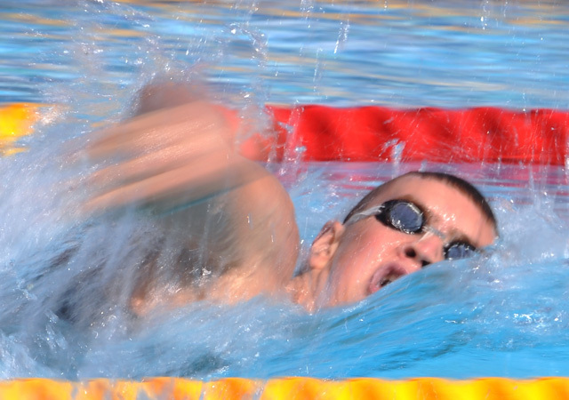 Bernek Péter úszik a 2009-es világbajnokságon Rómában.