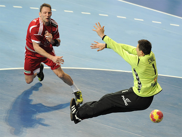 Iváncsik Gergő a Magyarország-Lengyelország mérkőzésen a spanyolországi férfi kézilabda-világbajnokságon 2013-ban.
