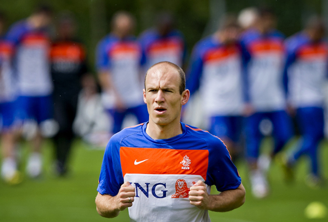 Arjen Robben edzés közben - Fotó: AFP