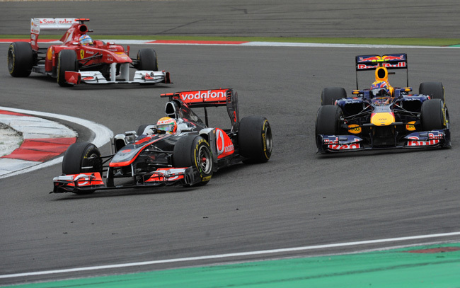 Hamilton, Webber és Alonso csatája a 2011-es Német Nagydíjon.