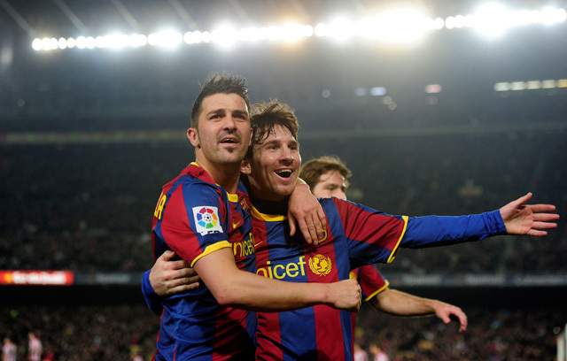 Messi és Villa itt még együtt örülnek - Fotó: AFP