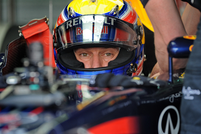 Mark Webber a Red Bull Renault pilótája a Maláj Nagydíj szabadedzésén.