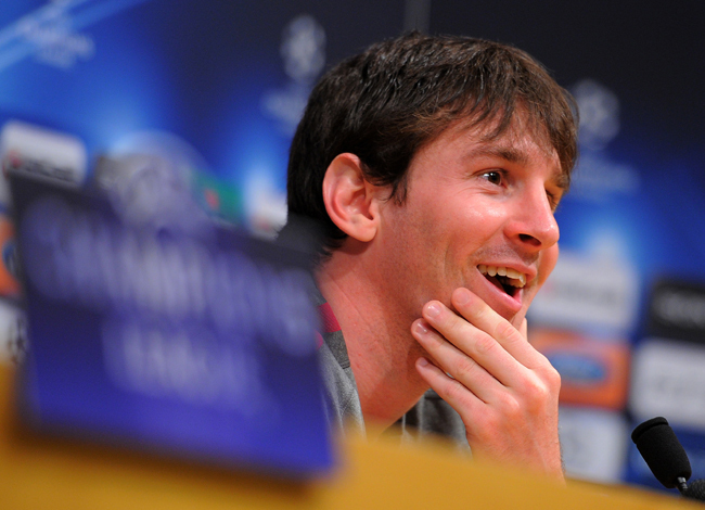 Lionel Messi a sajtótájékoztatón - Fotó: AFP