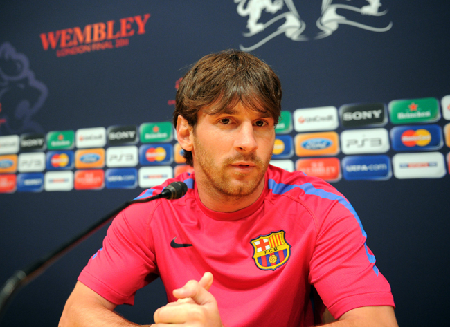 Lionel Messi sajtótájékoztatón - Fotó: AFP