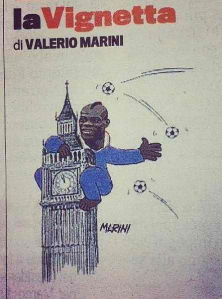 Mario Balotelli a Big Ben tetején - Valerio Marini rajza