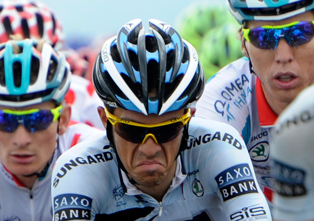 Alberto Contador a 2011-es Tour de France országúti kerékpáros körversenyen.