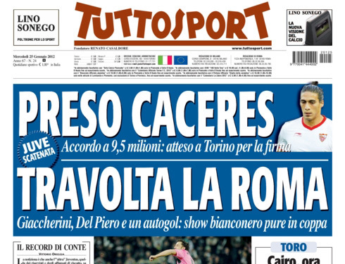 A Tuttosport a Juventus diadalát harsogta szerdán - Fotó: AFP