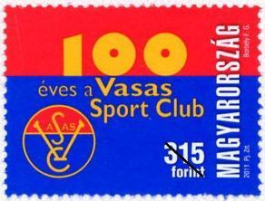 A Magyar Posta bélyege a Vasas centenáriuma alkalmából