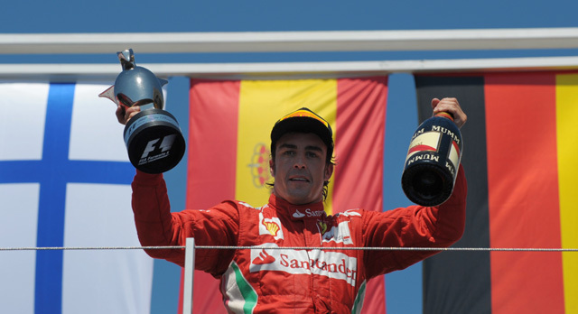 Fernando Alonso, a Ferrari pilótája a valenciai Forma-1-es futamon