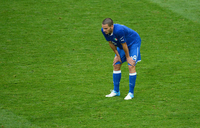 Leonardo Bonucci az olasz labdarúgó-válogatott egyik mérkőzésén 2012-ben.