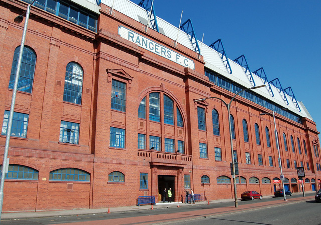 A Glasgow Rangers stadionjának homlokzata