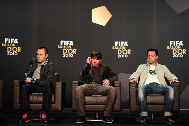 Andrés Iniesta, Lionel Messi és Xavi