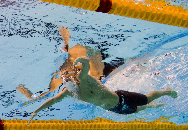 Cseh László úszik a sanghaji világbajnokság 400 méteres vegyes számának előfutamában 2011 augusztusában