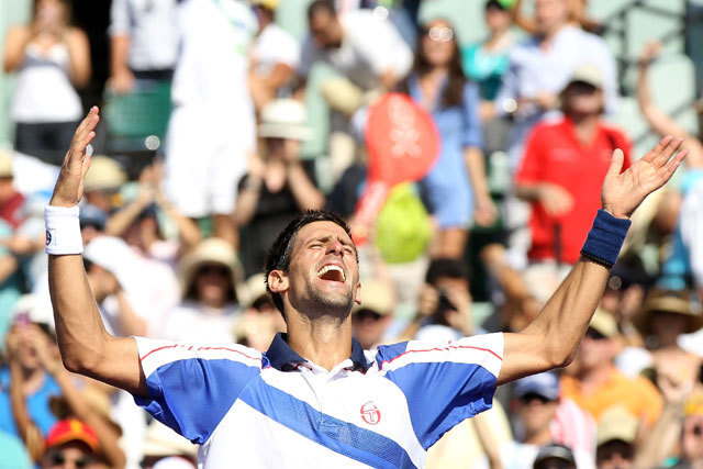 Novaj Djokovics ünnepli Rafael nadal elleni tornagyőzelmét Miamiben