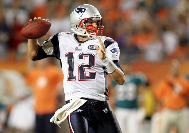 Tom Brady, a New England Patriots irányítója a Miami Dolphins elleni meccsen