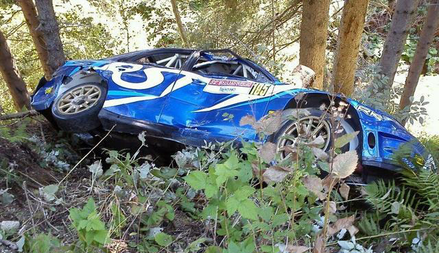 Robert Kubica balesetet szenvedett Subaru Impreza WRC-je 2012-ben.