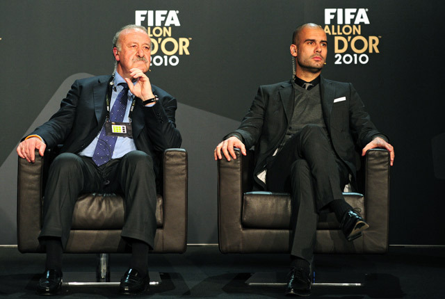 Del Bosque és Guardiola mindketten jelöltek voltak az FIFÁ-nél az év edzője díjra 2010-ben