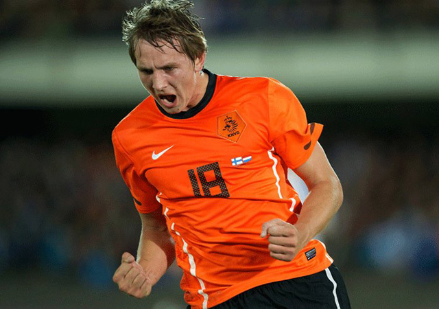 Luuk de Jong a holland válogatott csatáraként 2012-ben.
