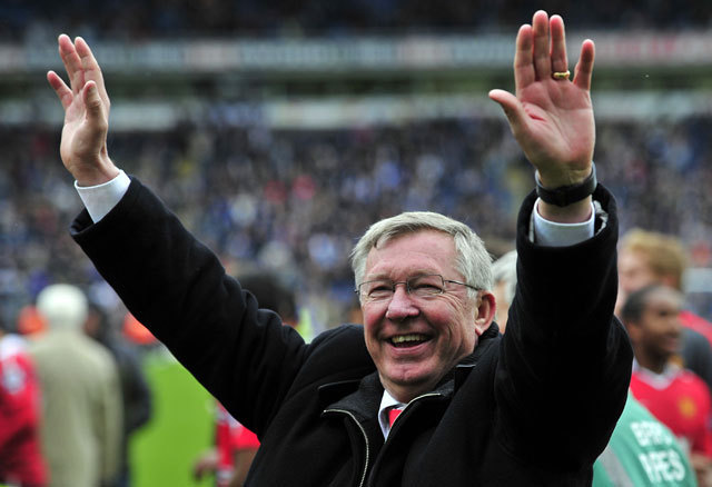 Sir Alex Ferguson ünnepli csapata bajnoki címét