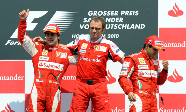 A Ferrari 2010-ben a hockenheimi dobogón