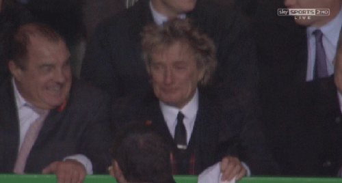 Rod Stewart énekes a Celtic-Barcelona Bajnokok Ligája-mérkőzésen 