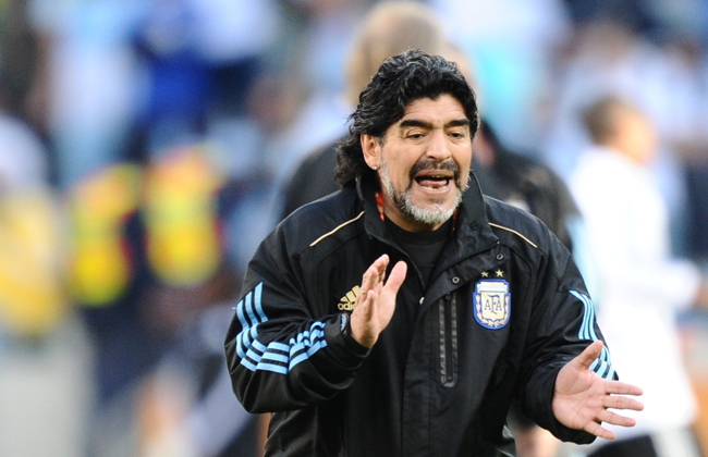Maradona, Argentína szövetségi kapitánya. 