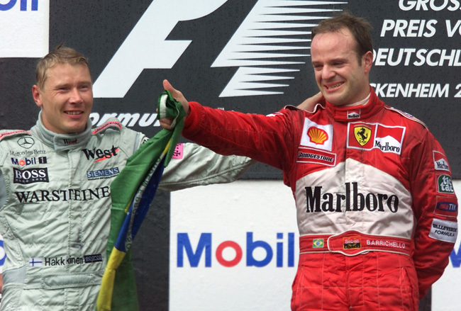 Barrichello és Häkkinen a 2000-es Német Nagydíj dobogóján