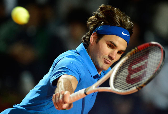 A svájci Roger Federer a római ATP 1000-es tenisztornán