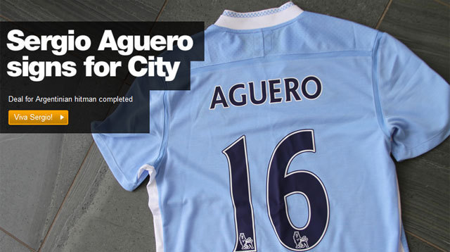 Sergio Agüero öt évre a Manchester Cityhez igazolt